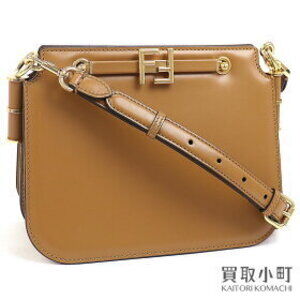 Fendi Touch Shoulder Bag Brown Calfskin FF Lock Strap